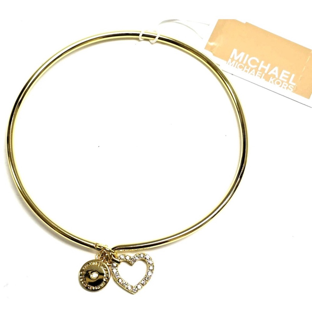 NWT! Michael Kors Gold Bracelet with Heart and Disc Charms - Picture 3 of 3